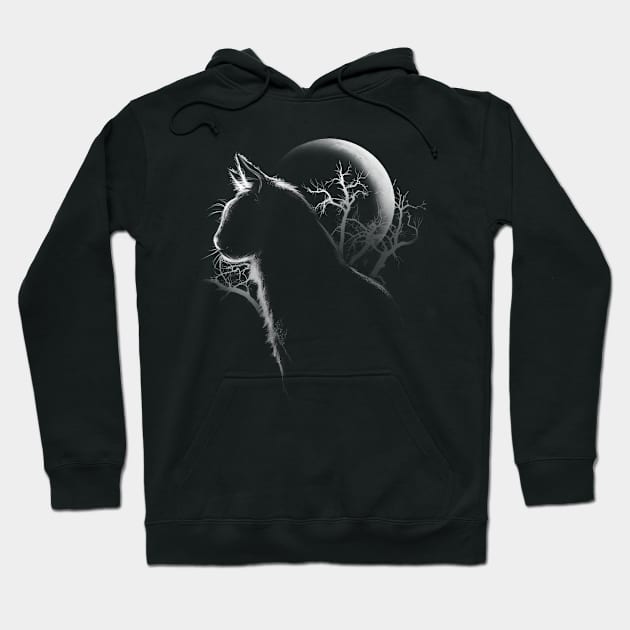 Moonlight Cat Hoodie by Fan.Fabio_TEE